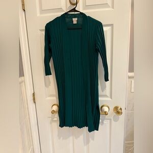 Chico's Deep Green Open Front Cardigan - Duster Collection